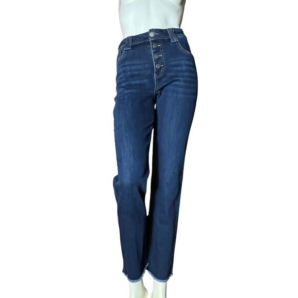Westbound Petites Button Fly High Rise Straight Leg Jeans Dark Wash Size 6P R - Picture 1 of 7
